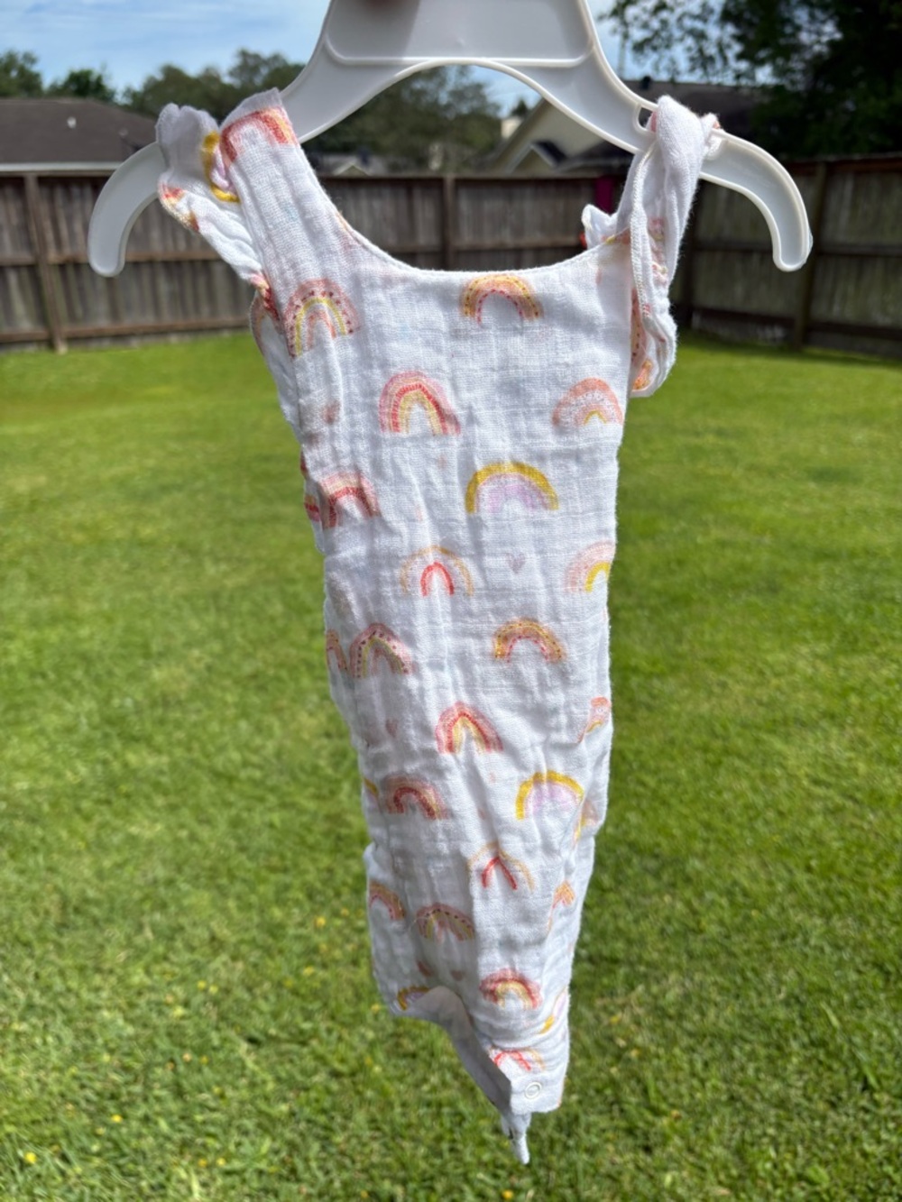 Nola Tawk rainbow print sleeveless bubble 6/12 months 100% organic cotton GUC